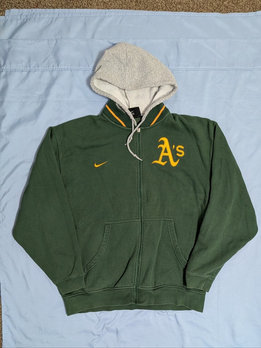 Vintage Nike Oakland Athletics Full Zip Hoodie Large Green H5BLM 12693X Y2K